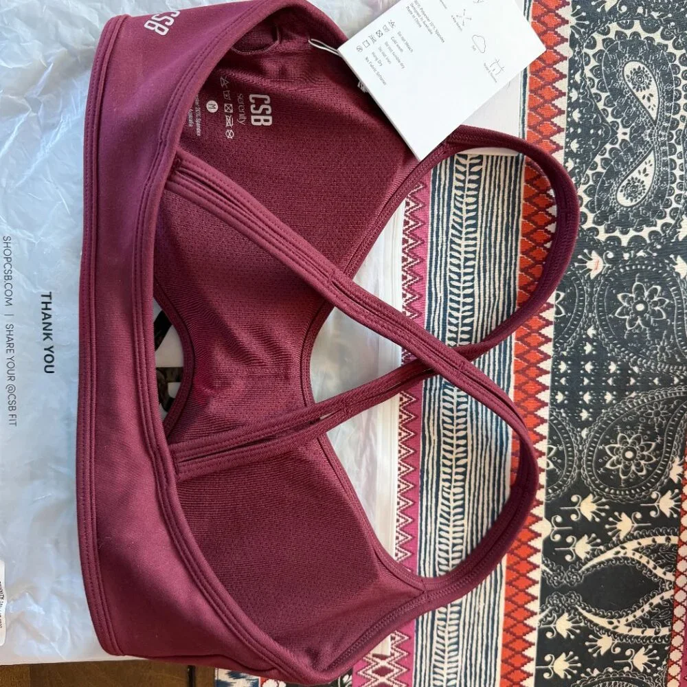 Crop Shop Boutique, Medium Burgundy Sports Bra, Serenity Millie, New with Tags - Picture 2 of 5
